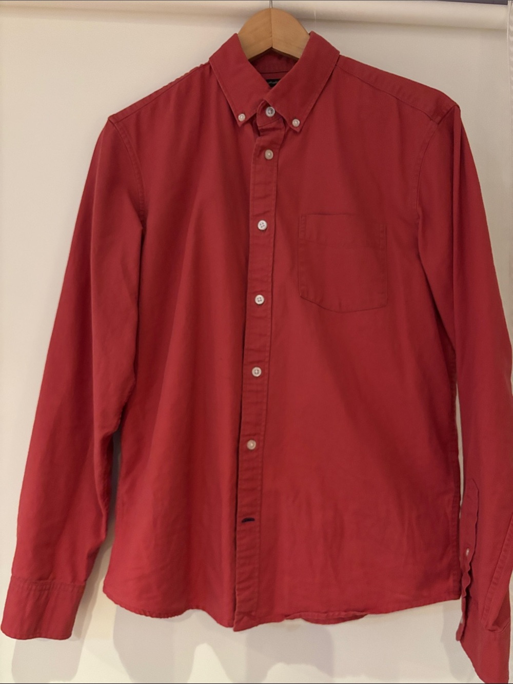 Men's Red Button-Down Shirt - Classic Long Sleeve